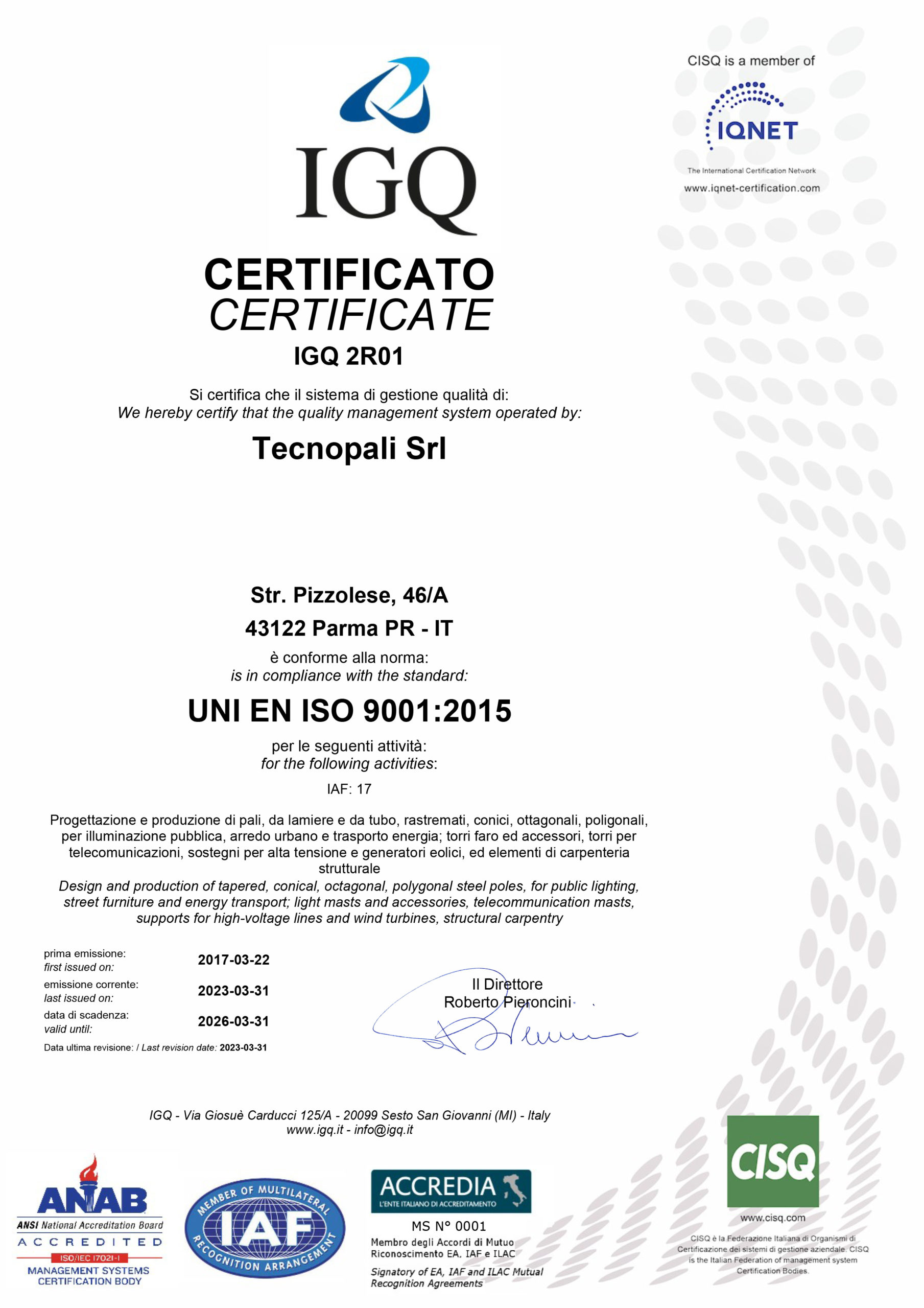 Certificato IGQ
